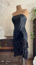 Load image into Gallery viewer, Gorgeous 1980’s Vintage Black Leather Tiered Wiggle Dress