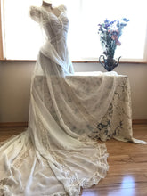 Load image into Gallery viewer, Breathtaking 1930’s Vintage Dove White Sheer Bridal Dress with Train