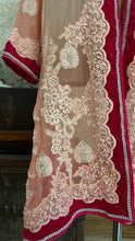Load image into Gallery viewer, Homemade jeweled ombre pink silk chiffon and fuscia velvet robe