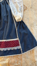 Load image into Gallery viewer, Childs 1970’s vintage Dusty Blue Polka Dot Calico Jeunnes Filles Gunne Sax dress