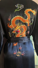 Load image into Gallery viewer, Elegant Black Satin Embroidered Dragon Robe