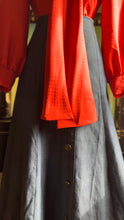 Load image into Gallery viewer, Handmade Vintage Gold Horse Button Down Denim Prairie Skirt