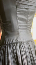 Load image into Gallery viewer, Darling 1950’s Vintage Little Black Pleated Chiffon Dress by Jonny Herbert