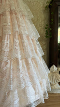 Load image into Gallery viewer, Fairytale 1980’s Vintage Pink Satin and White Lace Dream Dress with Armlets