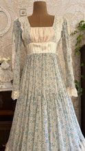 Load image into Gallery viewer, 1970’s Vintage Blue Rose Print Gunne Sax Dress