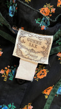 Load image into Gallery viewer, Rare Marigold Print 1970’s vintage black calico Gunne Sax midi dress