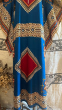 Load image into Gallery viewer, Outrageous 1970’s Vintage Angel Sleeve Infinity Knot Dashiki Print Caftan Kaftan Dress