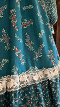 Load image into Gallery viewer, Rare and spectacular Teal Calico 1970’s Vintage Gunne Sax Dress