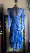 Load image into Gallery viewer, Sale~ 1980’s Vintage Royal Blue Lace Dress by A La Carte