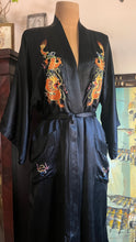 Load image into Gallery viewer, Elegant Black Satin Embroidered Dragon Robe