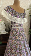 Load image into Gallery viewer, Absolutely Beautiful 1970’s Vintage Purple Floral Print Dress by Montgomery Ward