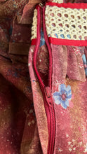 Load image into Gallery viewer, Lovely 1970’s Vintage Mauve and Blue Rose Print Angel Sleeve Dress