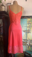 Load image into Gallery viewer, Wonderful 1960’s Vintage Tangerine Orange Nylon and Lace Vanity Fair Slip Nightgown