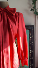 Load image into Gallery viewer, Darling 1970’s Vintage Cherry Red Pussy Bow Blouse I. Magnin