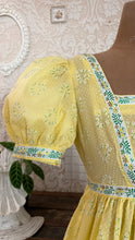 Load image into Gallery viewer, Handmade vintage Yellow Flocked Heart Wreath Voile Princess Dress