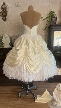 Load image into Gallery viewer, Perfect Cupcake 1970's Vintage Ivory Satin and White Lace Gown