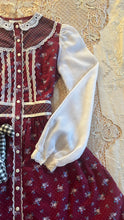 Load image into Gallery viewer, Childs 1970’s vintage Red Floral and Plaid Calico Jeunnes Filles Gunne Sax dress