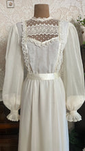 Load image into Gallery viewer, 1970’s vintage ivory voile and lace midi Gunne Sax dress