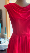 Load image into Gallery viewer, Gorgeous 1950’s Vintage Cherry Red Silk Chiffon Dress