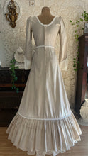 Load image into Gallery viewer, Soft and cozy 1970’s Vintage Beige Gingham and Poplin Gunne Sax Dress