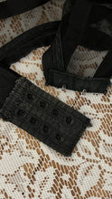 Load image into Gallery viewer, Unusual Pinup 1950’s vintage Black Mesh and Ribbon Garter Belt by Simone