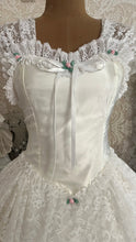 Load image into Gallery viewer, Stunning 1980’s Vintage White Satin and Tiered Lace Dream Dress