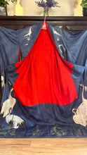 Load image into Gallery viewer, Incredible Vintage 17 Hand Painted Cranes Silk Kimono Robe