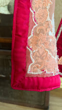 Load image into Gallery viewer, Homemade jeweled ombre pink silk chiffon and fuscia velvet robe