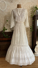 Load image into Gallery viewer, Antique 1900’s Edwardian Era White Fluer De Lis Lace Dress