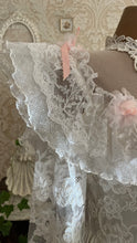 Load image into Gallery viewer, Incredible 1980’s Vintage White Satin and Pink Lace Dress