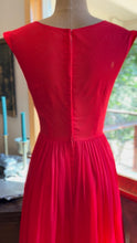 Load image into Gallery viewer, Gorgeous 1950’s Vintage Cherry Red Silk Chiffon Dress