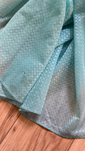 Load image into Gallery viewer, 1970’s Vintage Cold Shoulder Ice Blue Ruffle Dress and Belt