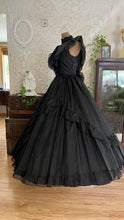 Load image into Gallery viewer, Showpiece Gothic 1980’s vintage Black Swiss Dot Chiffon Gunne Sax gown