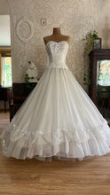 Load image into Gallery viewer, Stunning 1950’s 1960’s Vintage White Chiffon and Satin Bridal Dress