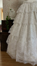 Load image into Gallery viewer, Stunning 1980’s Vintage White Satin and Tiered Lace Dream Dress