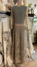 Load image into Gallery viewer, Old Stock 2000’s era Sage Green Embroidered Net and Cotton Dress by Nataya