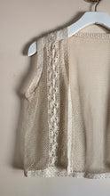 Load image into Gallery viewer, Handmade Vintage cream Fishnet and Crochet Vest