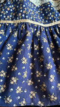 Load image into Gallery viewer, Amazing 1970’s Vintage Navy and Gold Calico Gunne Sax Peplum Sundress