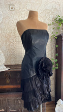 Load image into Gallery viewer, Gorgeous 1980’s Vintage Black Leather Tiered Wiggle Dress