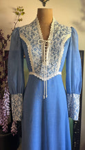 Load image into Gallery viewer, 1960’s 1970’s Vintage Denim Blue look-a-like Gunne Sax dress
