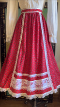 Load image into Gallery viewer, Bright and Beautiful 1970’s Vintage Red Calico Midi Skirt