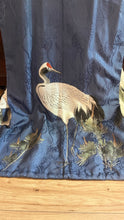 Load image into Gallery viewer, Incredible Vintage 17 Hand Painted Cranes Silk Kimono Robe