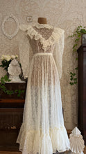 Load image into Gallery viewer, Ethereal Homemade 1970’s Vintage Sheer Ivory Lace Gunne Dress