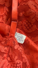 Load image into Gallery viewer, Wonderful 1960’s Vintage Tangerine Orange Nylon and Lace Vanity Fair Slip Nightgown