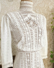 Load image into Gallery viewer, Antique 1900’s Edwardian White Eyelet Lace Dress