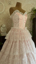 Load image into Gallery viewer, Beautiful 1980’s Vintage Pink Satin and Tiered White Lace Dream Dress