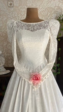 Load image into Gallery viewer, Fairytale 1980’s Vintage White Floral Cotton Bridal Gown by Laura Ashley