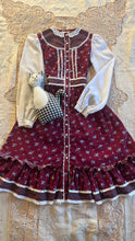 Load image into Gallery viewer, Childs 1970’s vintage Red Floral and Plaid Calico Jeunnes Filles Gunne Sax dress