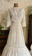 Load image into Gallery viewer, Antique 1900’s Edwardian Era White Fluer De Lis Lace Dress