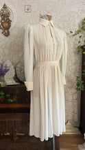 Load image into Gallery viewer, 1970's Vintage Ivory Chiffon and Lace Secretary Dress by R.E.O. Originals